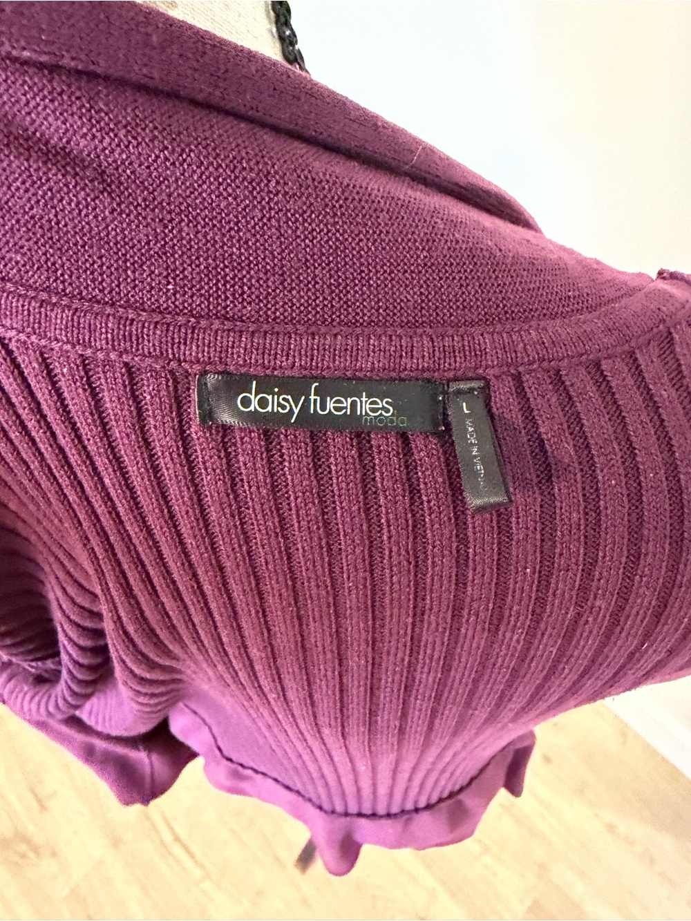 Daisy Fuentes Open-Front Ribbed Cardigan Sweater - Picture 3 of 3